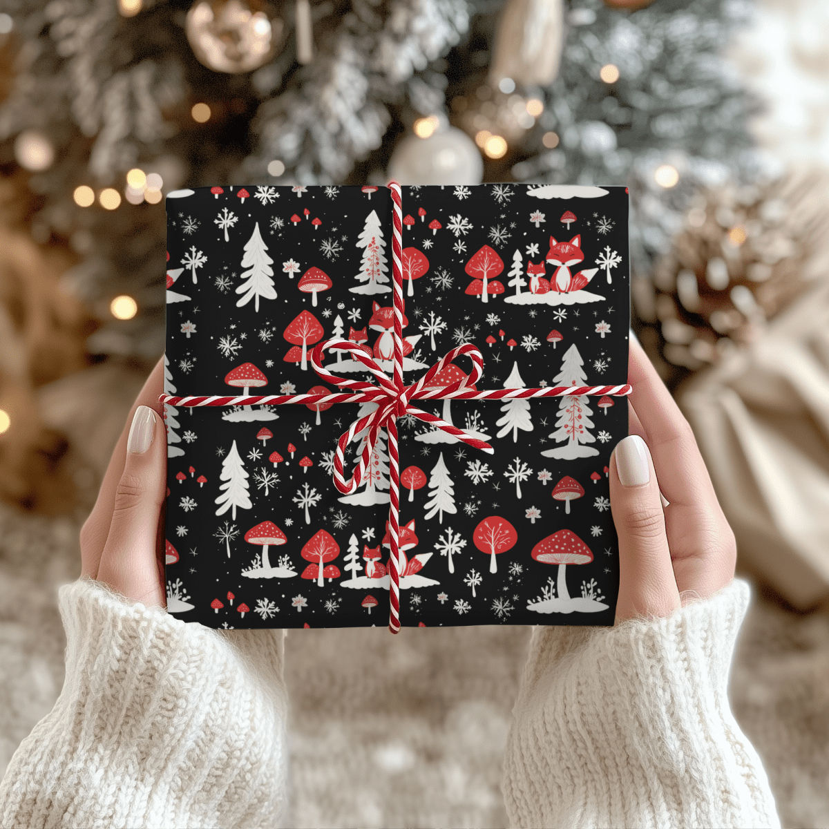 Enchanted Frost & Foxglow – Winter Woodland Wrapping Paper