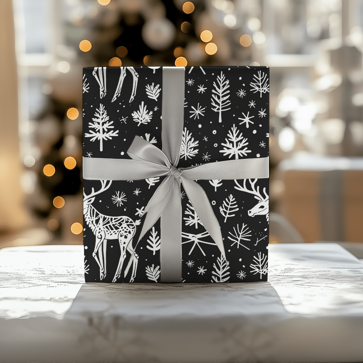 Bone to Be Wild – Gothic Reindeer Wrapping Paper