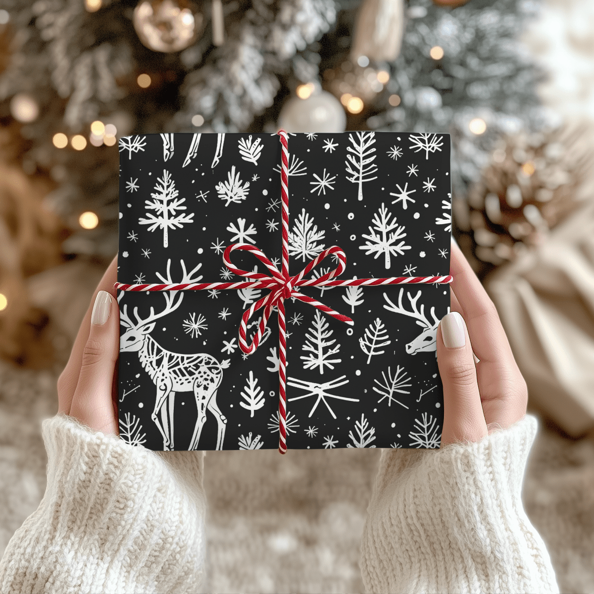 Bone to Be Wild – Gothic Reindeer Wrapping Paper