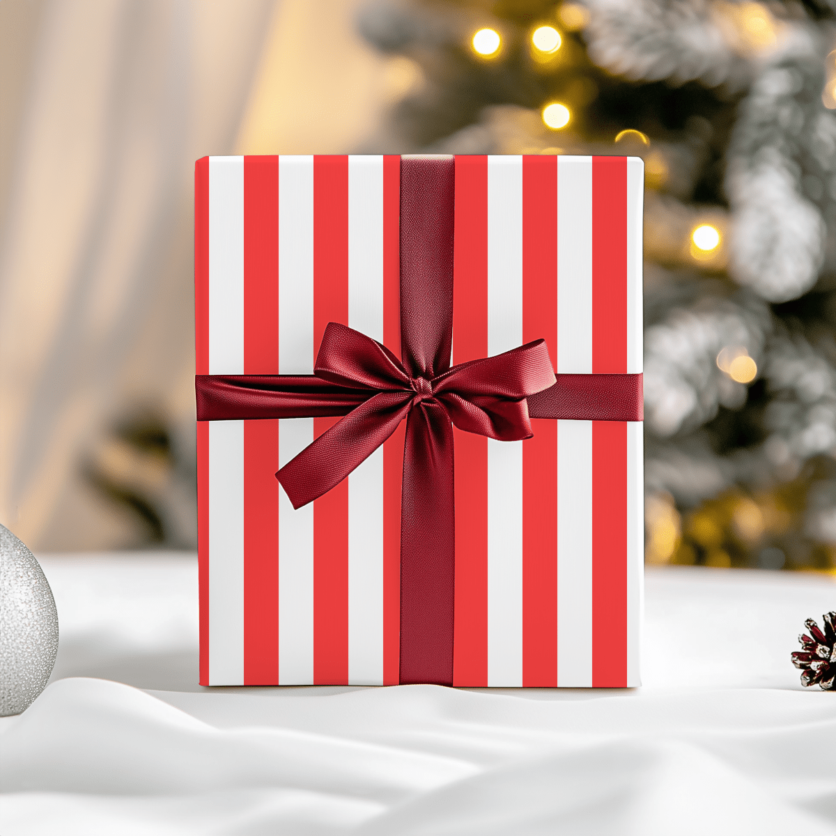 Candy Cane Lane – Red & White Striped Wrapping Paper