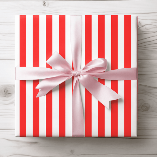 Candy Cane Lane – Red & White Striped Wrapping Paper