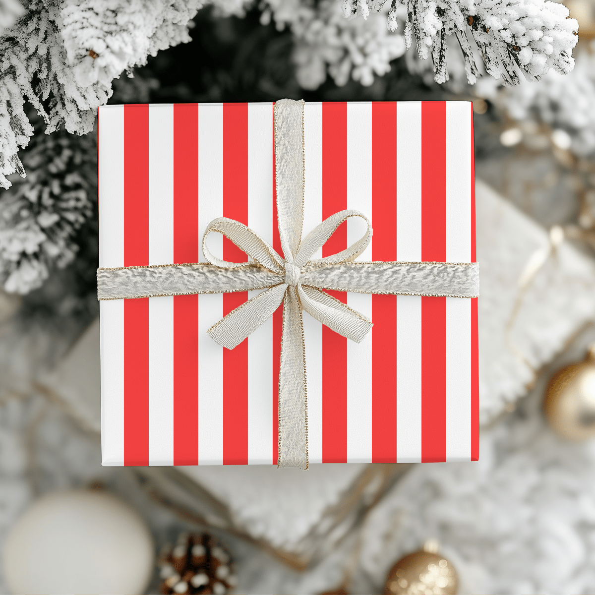 Candy Cane Lane – Red & White Striped Wrapping Paper