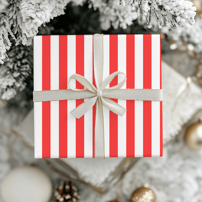 Candy Cane Lane – Red & White Striped Wrapping Paper