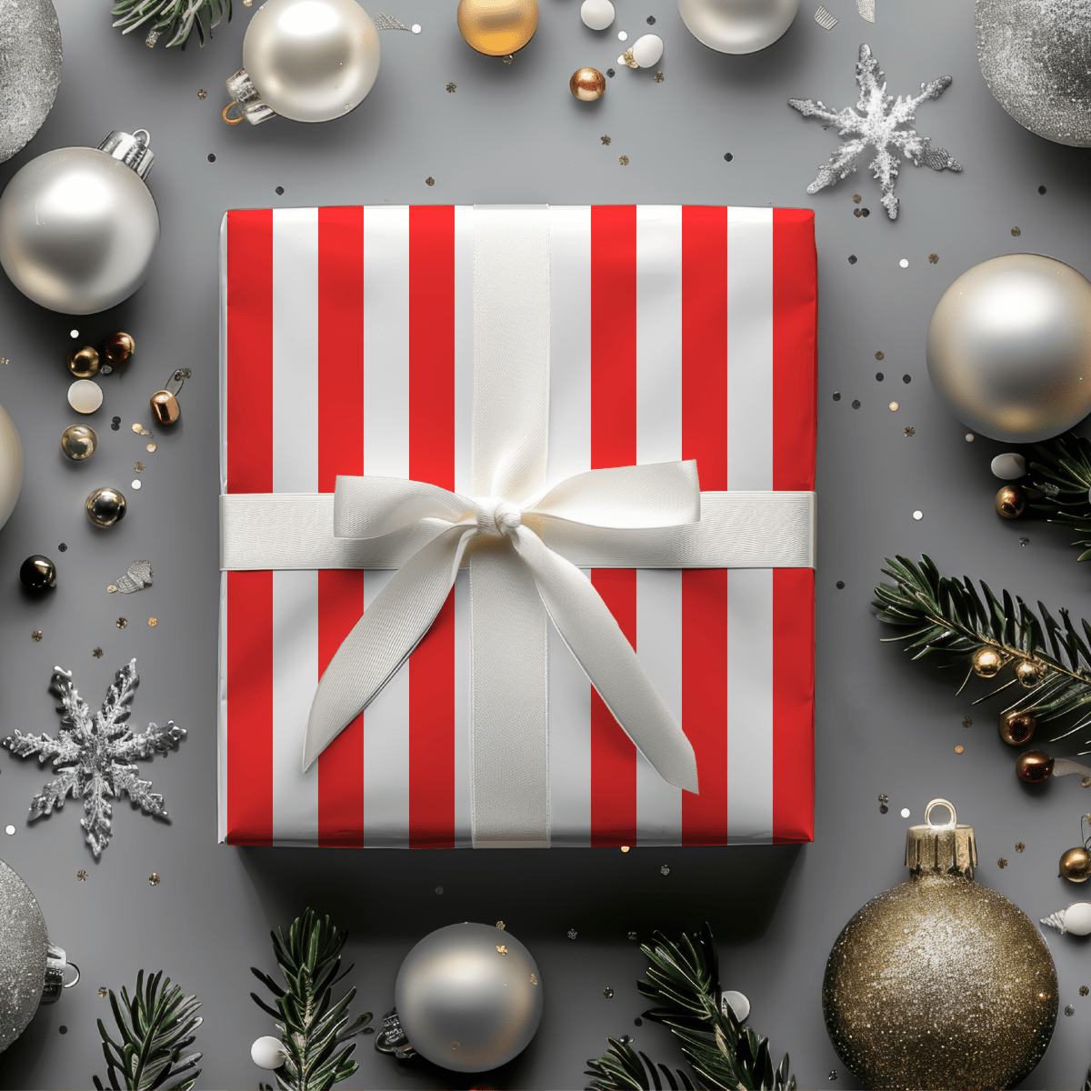 Candy Cane Lane – Red & White Striped Wrapping Paper