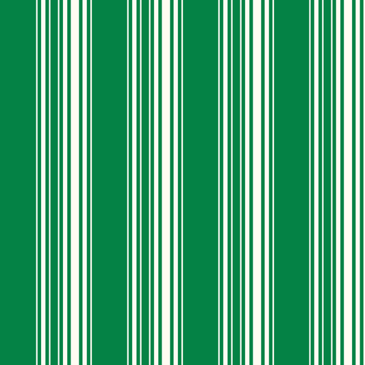 Evergreen Elegance – Green & Cream Striped Wrapping Paper