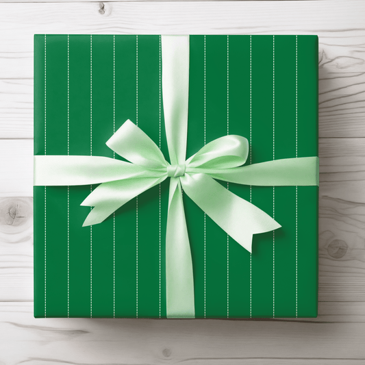 Pine Pinstripes – Green Dotted Striped Wrapping Paper