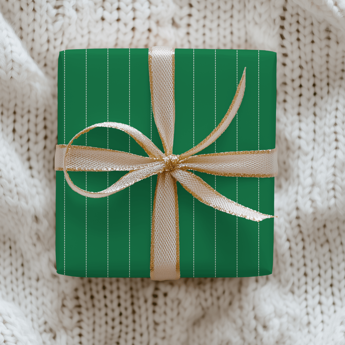 Pine Pinstripes – Green Dotted Striped Wrapping Paper