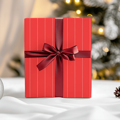 Peppermint Pinstripes – Red Dotted Striped Wrapping Paper
