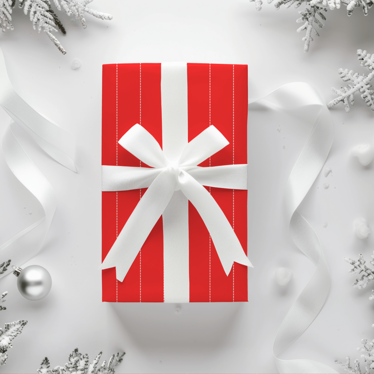 Peppermint Pinstripes – Red Dotted Striped Wrapping Paper