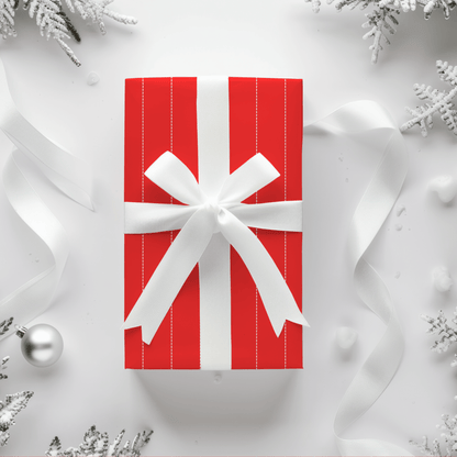 Peppermint Pinstripes – Red Dotted Striped Wrapping Paper