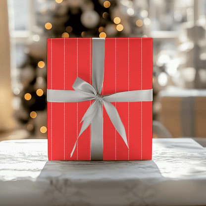 Peppermint Pinstripes – Red Dotted Striped Wrapping Paper