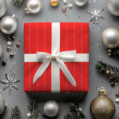 Peppermint Pinstripes – Red Dotted Striped Wrapping Paper