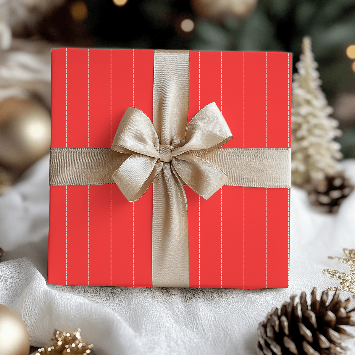 Peppermint Pinstripes – Red Dotted Striped Wrapping Paper