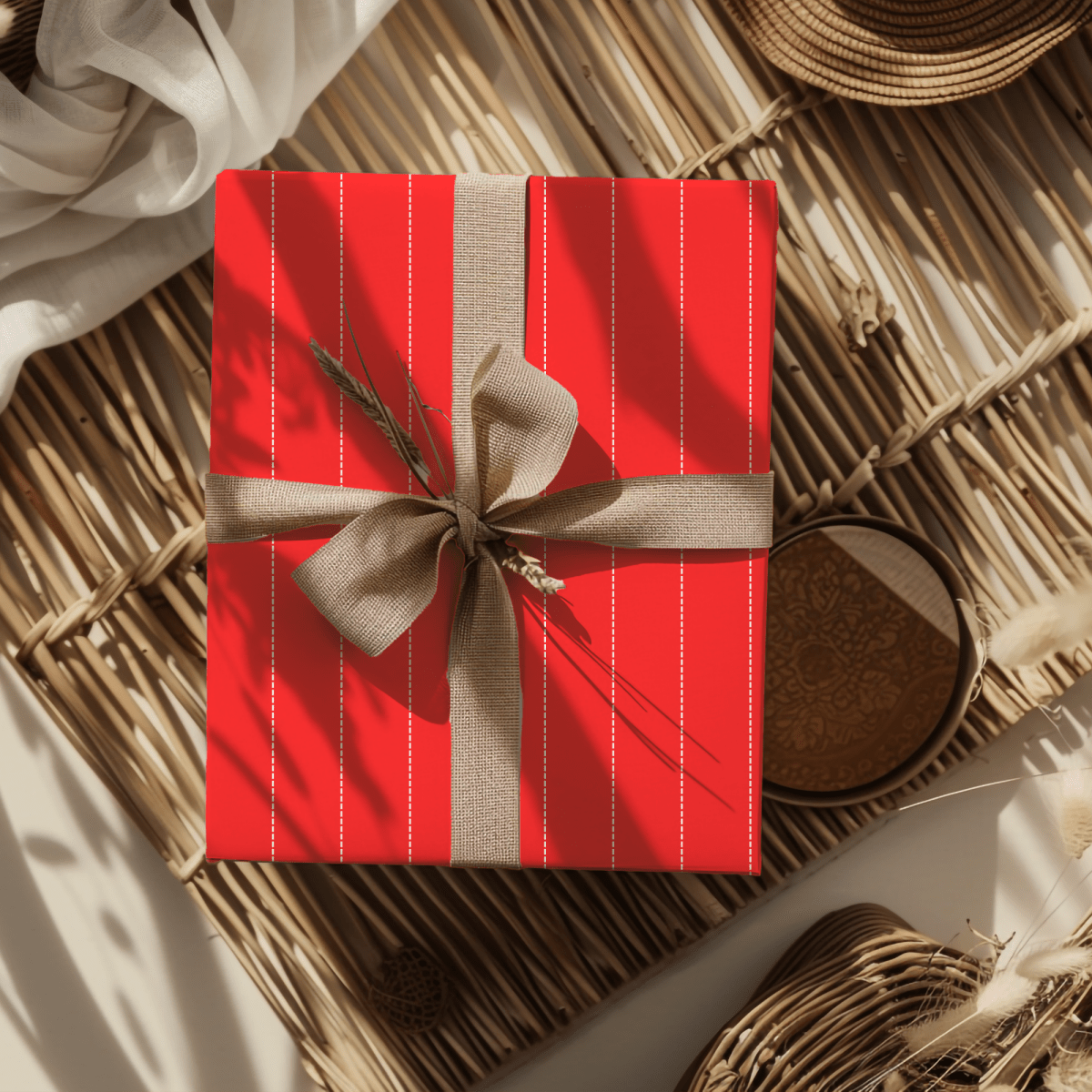 Peppermint Pinstripes – Red Dotted Striped Wrapping Paper