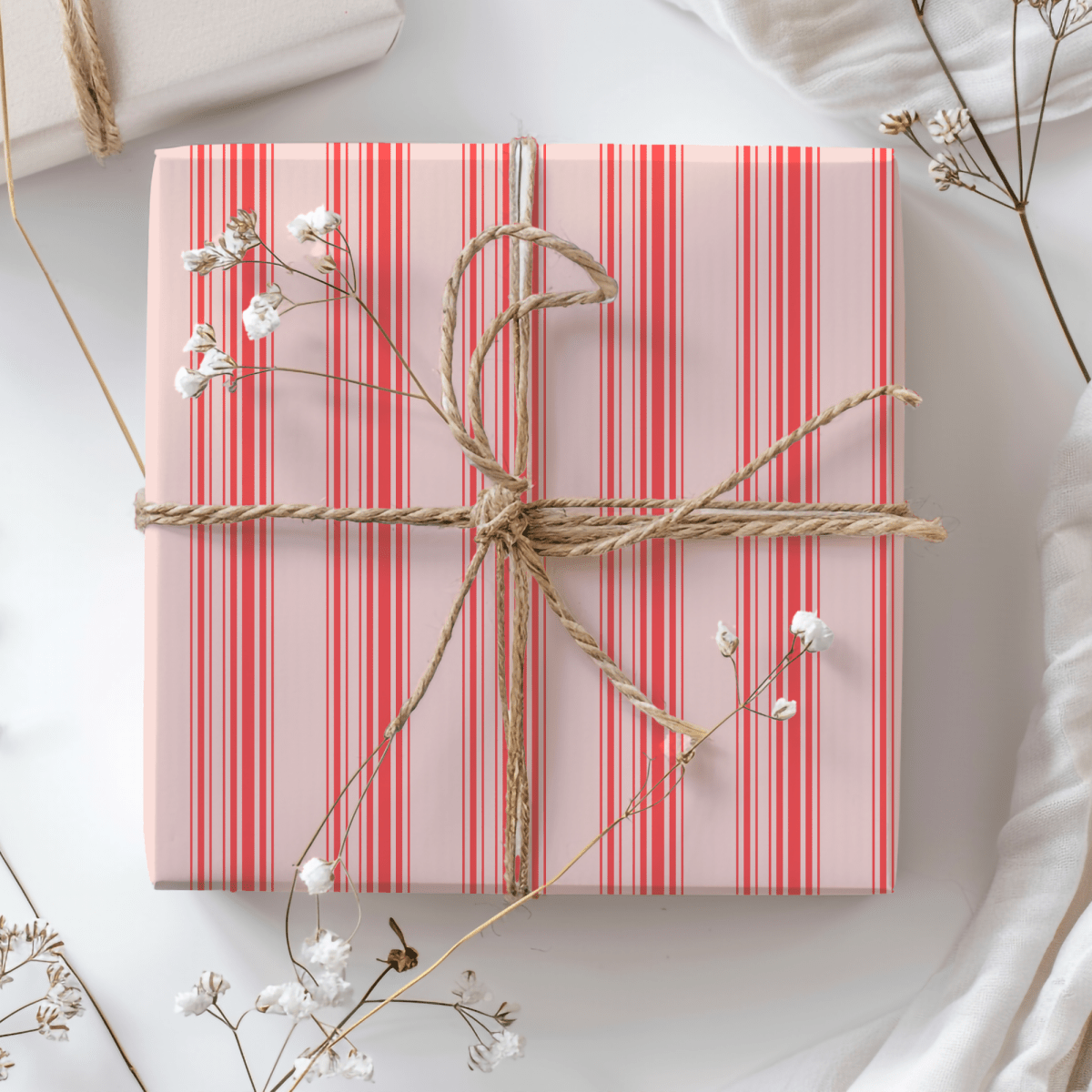 Blushberry Stripes – Red on Pink Wrapping Paper