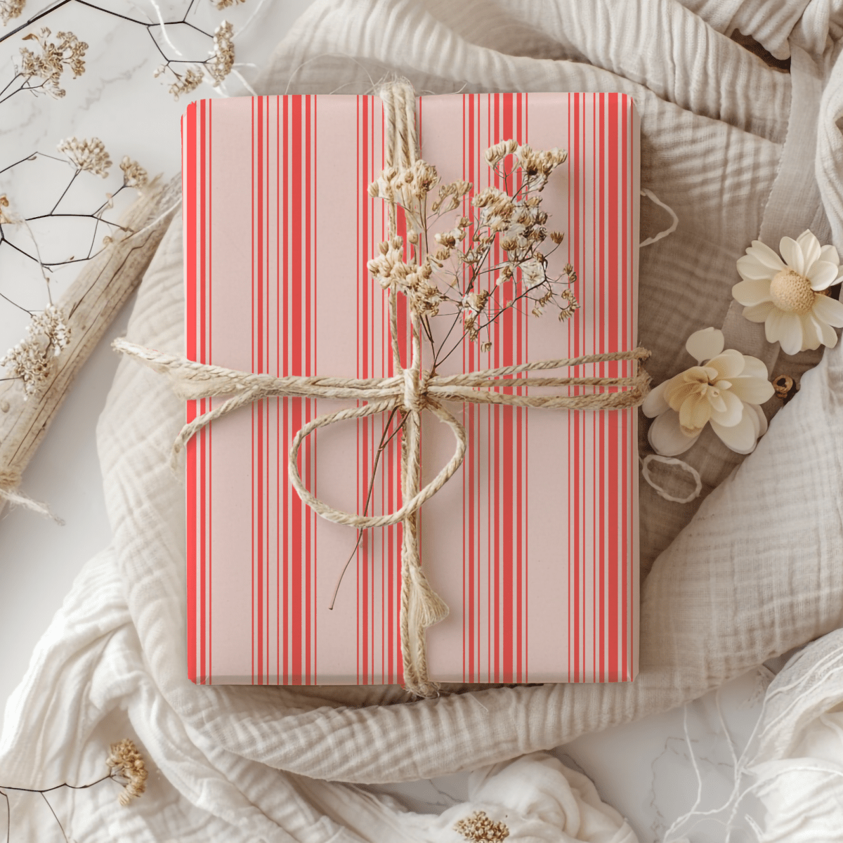 Blushberry Stripes – Red on Pink Wrapping Paper