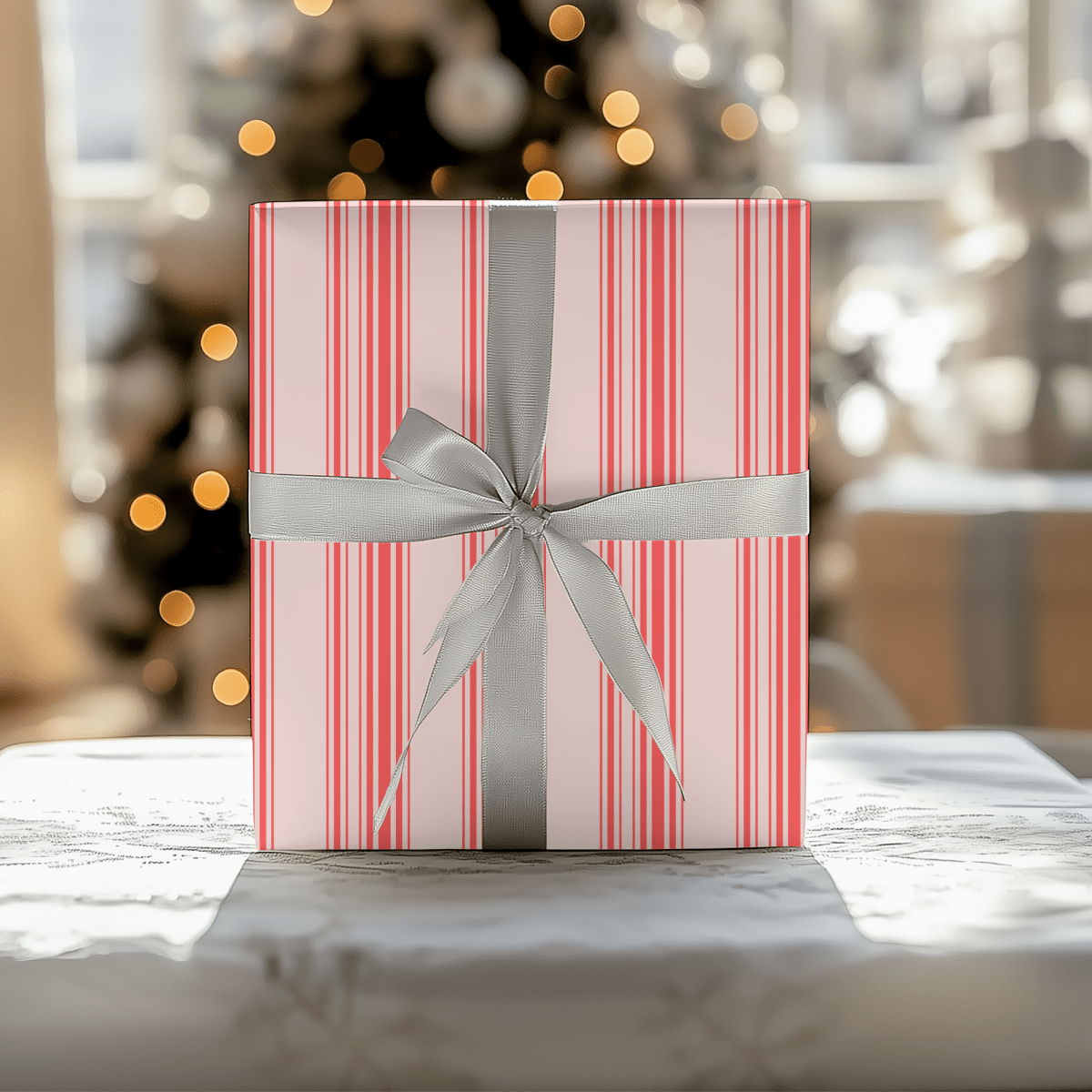 Blushberry Stripes – Red on Pink Wrapping Paper