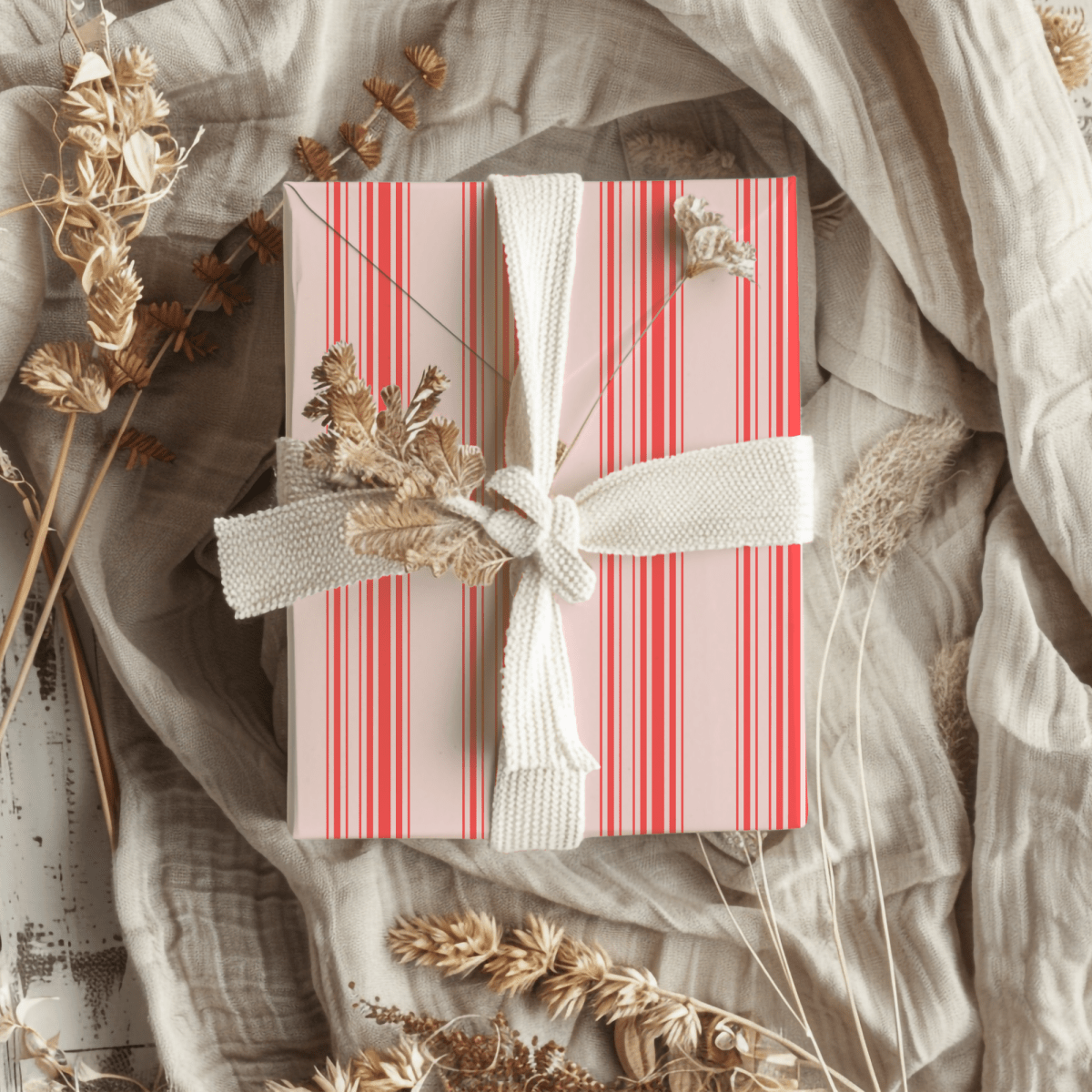 Blushberry Stripes – Red on Pink Wrapping Paper