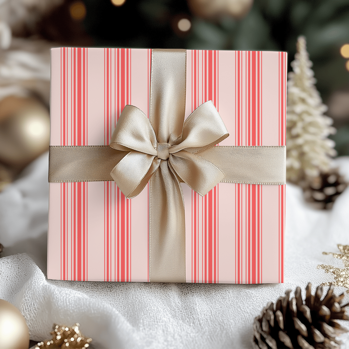 Blushberry Stripes – Red on Pink Wrapping Paper