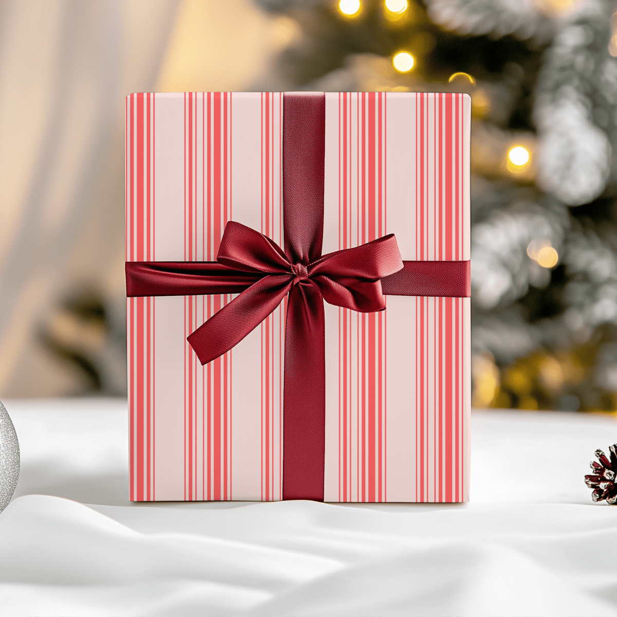 Blushberry Stripes – Red on Pink Wrapping Paper