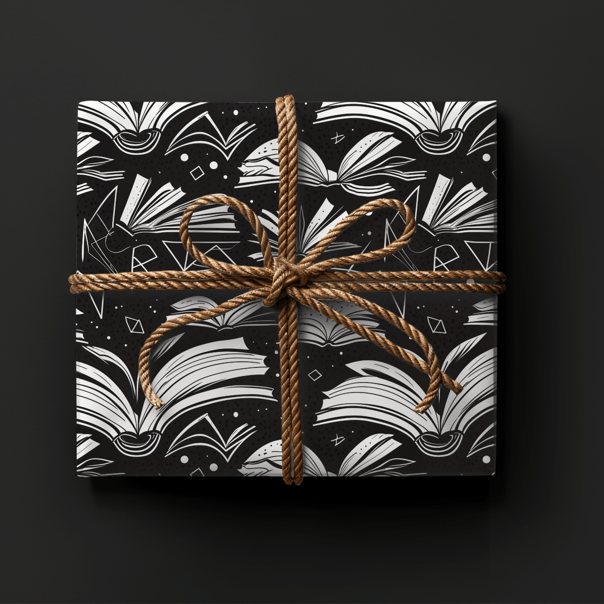 Booked & Bewitched – Black & White Literary Wrapping Paper