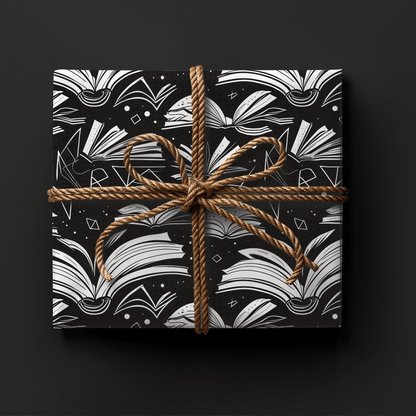 Booked & Bewitched – Black & White Literary Wrapping Paper
