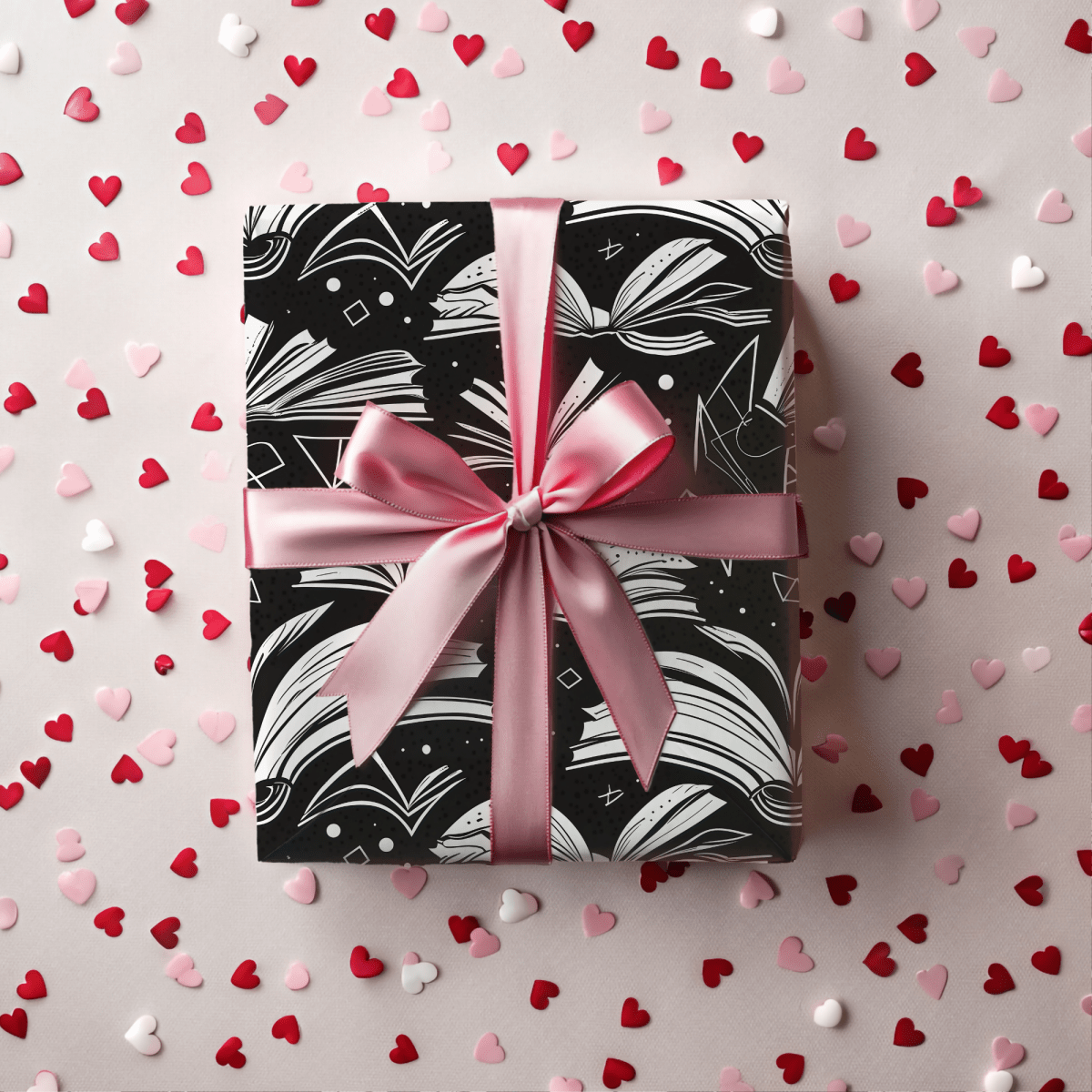 Booked & Bewitched – Black & White Literary Wrapping Paper