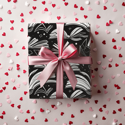 Booked & Bewitched – Black & White Literary Wrapping Paper