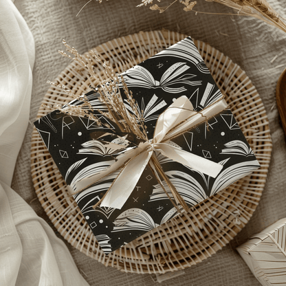 Booked & Bewitched – Black & White Literary Wrapping Paper