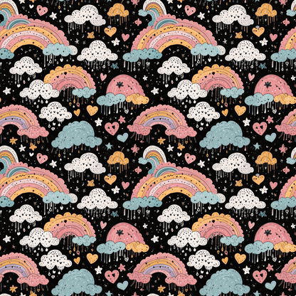 Midnight Rainbows – Whimsical Cosmic Wrapping Paper