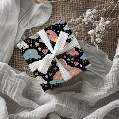 Midnight Rainbows – Whimsical Cosmic Wrapping Paper