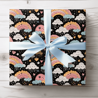 Midnight Rainbows – Whimsical Cosmic Wrapping Paper