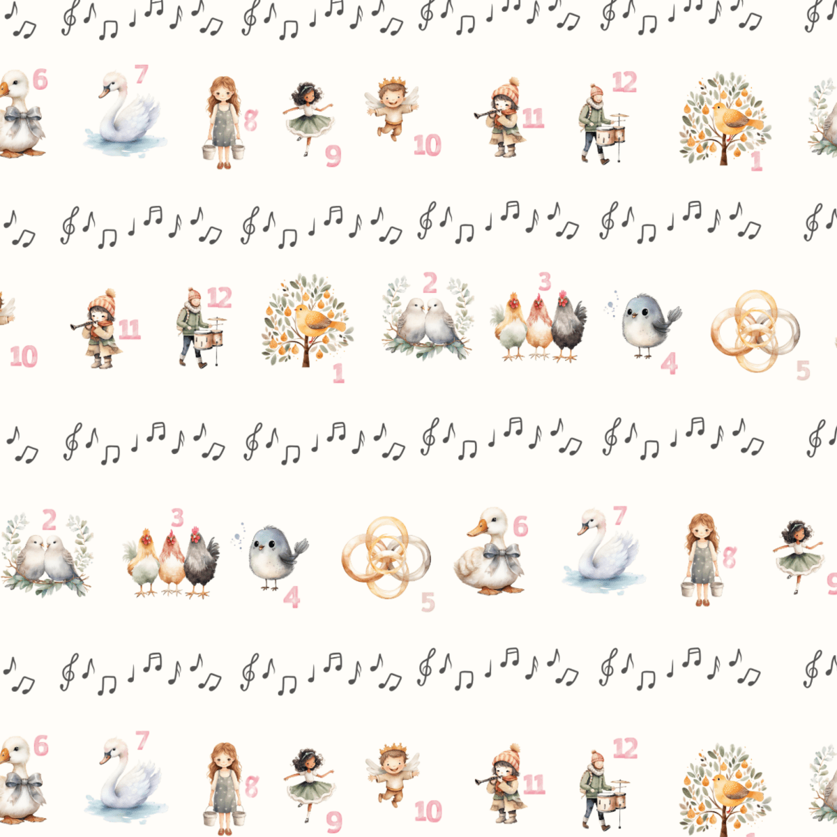 12 Days of Christmas – Classic Carol Wrapping Paper
