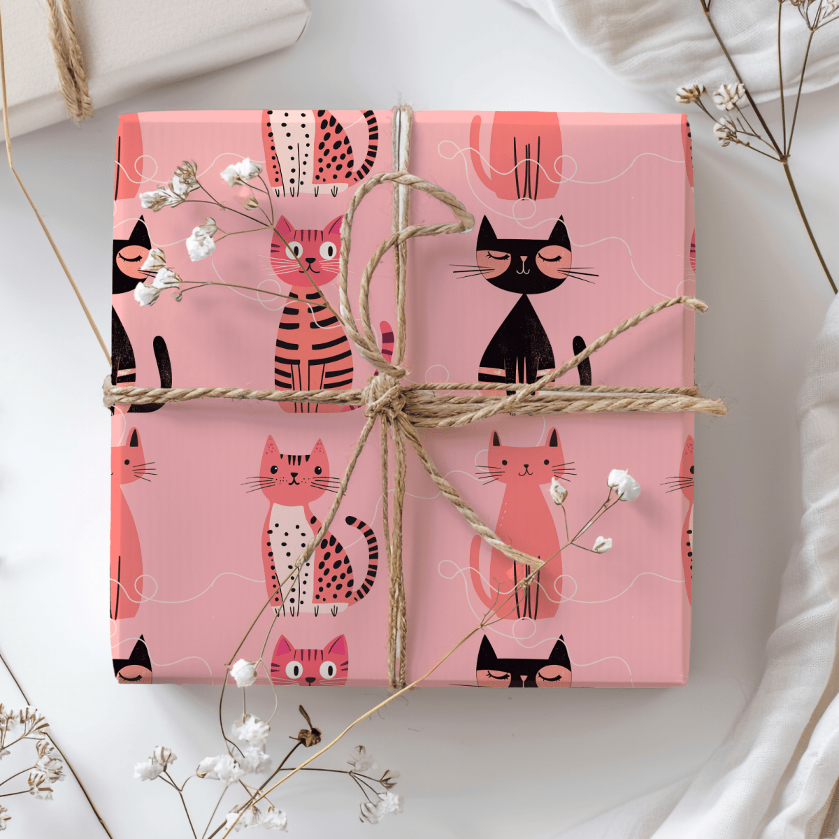 Purrfectly Pink – Playful Cat Wrapping Paper