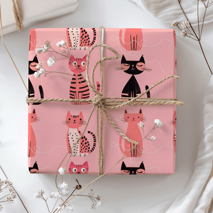 Purrfectly Pink – Playful Cat Wrapping Paper