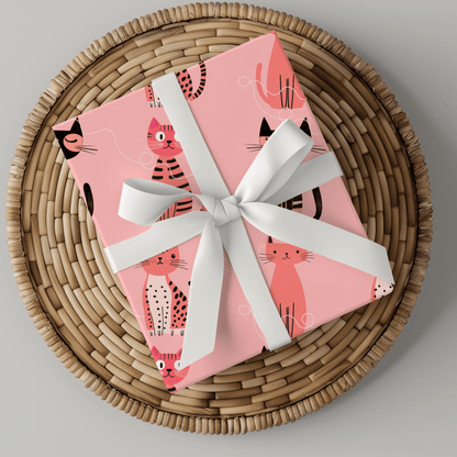 Purrfectly Pink – Playful Cat Wrapping Paper