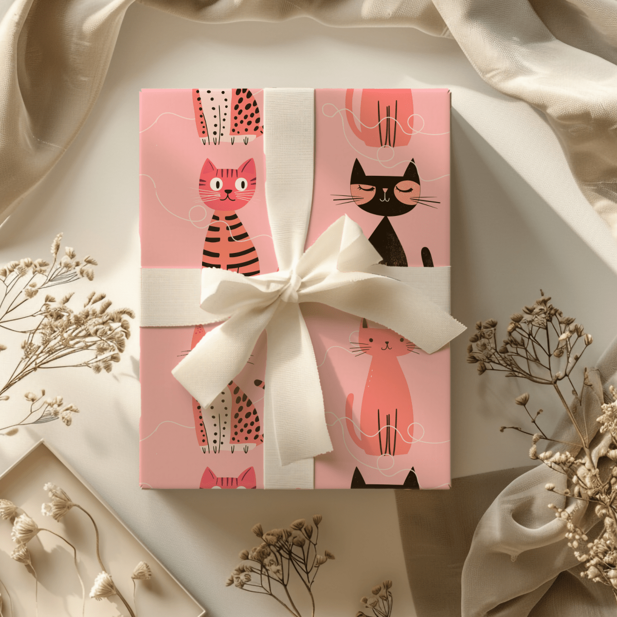 Purrfectly Pink – Playful Cat Wrapping Paper