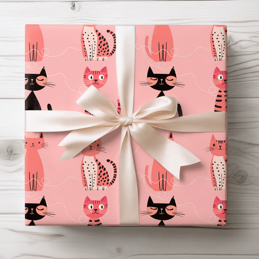 Purrfectly Pink – Playful Cat Wrapping Paper