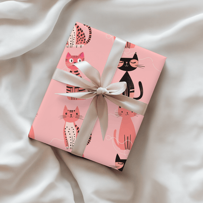 Purrfectly Pink – Playful Cat Wrapping Paper