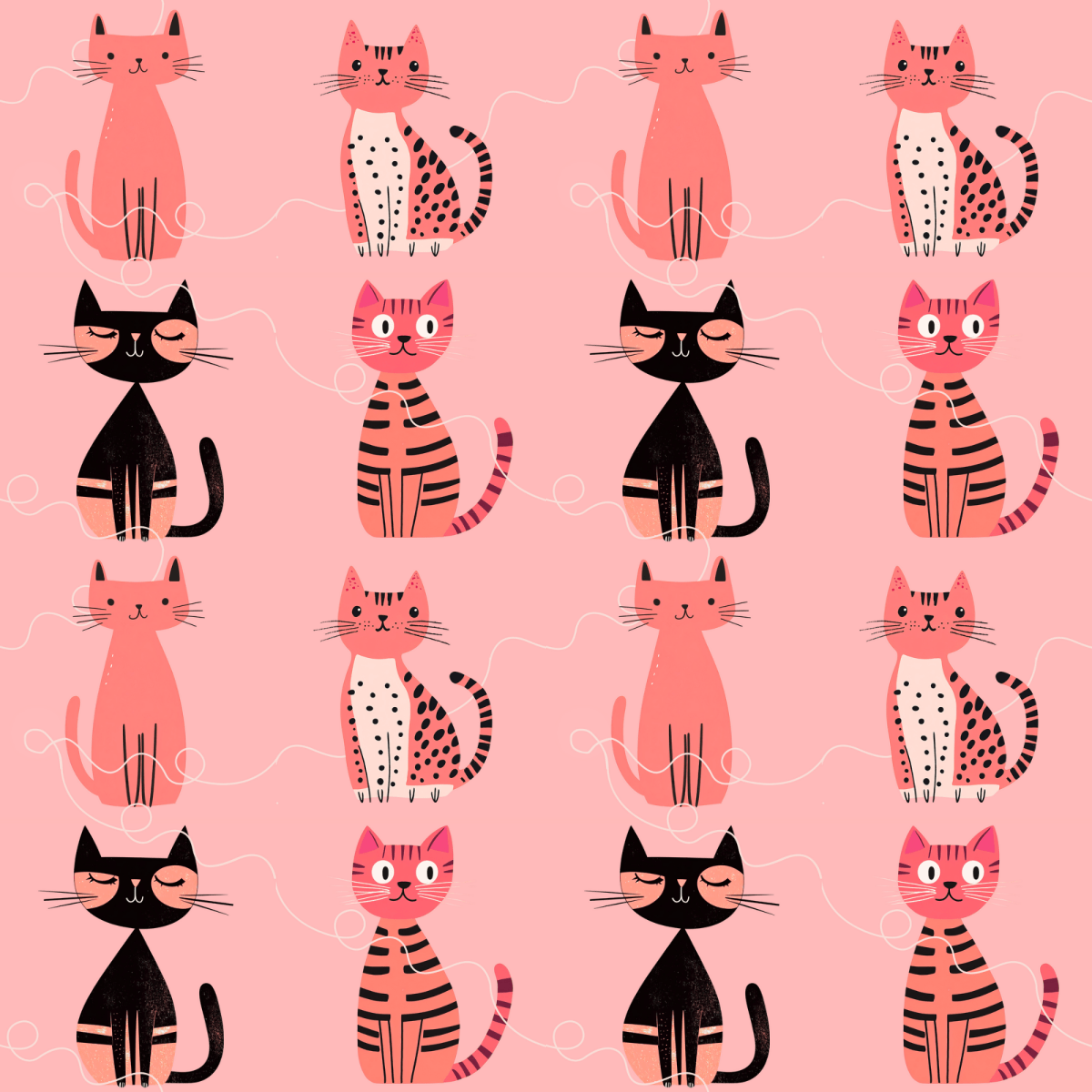 Purrfectly Pink – Playful Cat Wrapping Paper