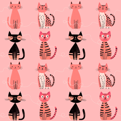 Purrfectly Pink – Playful Cat Wrapping Paper
