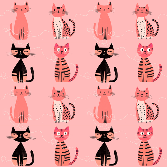 Purrfectly Pink – Playful Cat Wrapping Paper