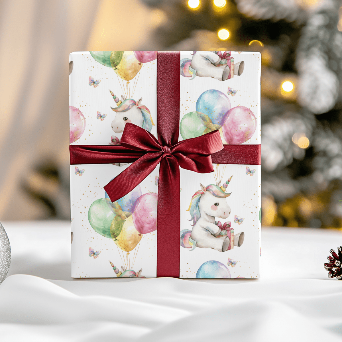 Balloons & Blessings – Birthday Unicorn Wrapping Paper