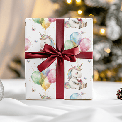 Balloons & Blessings – Birthday Unicorn Wrapping Paper