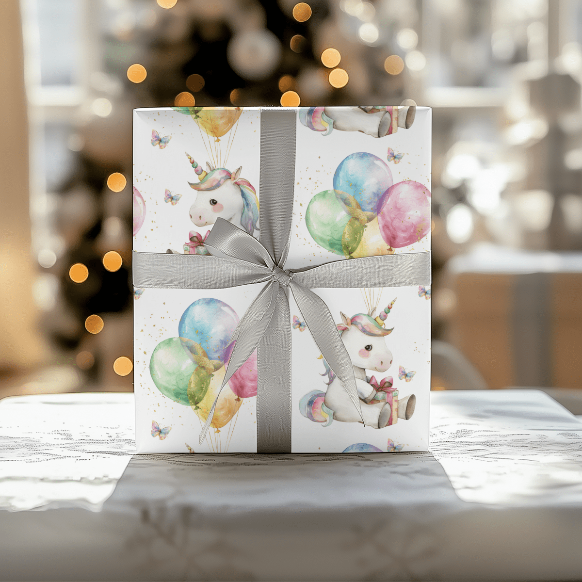 Balloons & Blessings – Birthday Unicorn Wrapping Paper