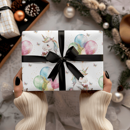 Balloons & Blessings – Birthday Unicorn Wrapping Paper