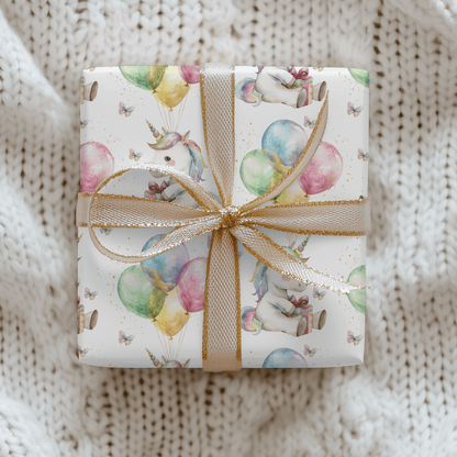 Balloons & Blessings – Birthday Unicorn Wrapping Paper