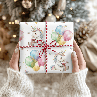 Balloons & Blessings – Birthday Unicorn Wrapping Paper