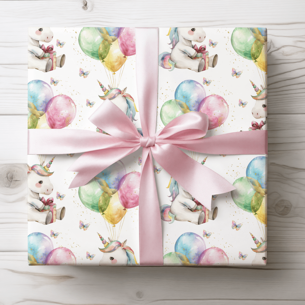 Balloons & Blessings – Birthday Unicorn Wrapping Paper