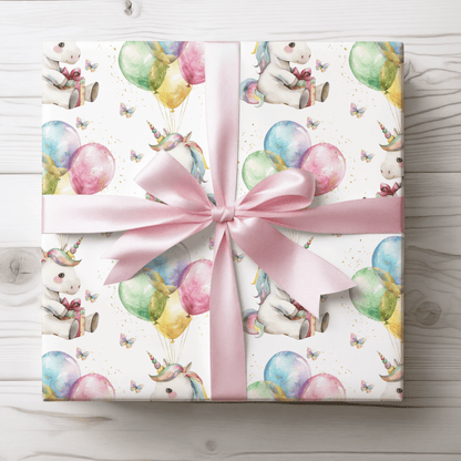 Balloons & Blessings – Birthday Unicorn Wrapping Paper